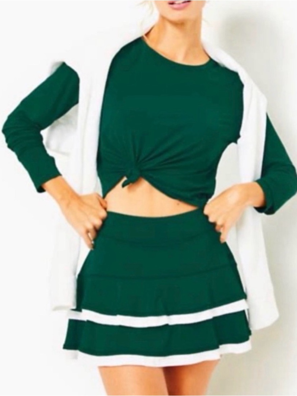 Lilly Pulitzer Zela Skort Evergreen & Resort White Ruffle Size Medium